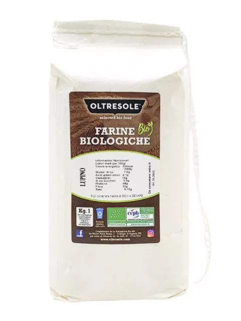 Oltresole - Farina Italiana di Lupino Biologica 1 Kg - farina di legumi bio, ric