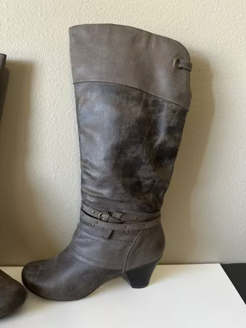 BareTraps Womens Size 9 M Rigley Gray Leather Zippered Calf Boots 3 In Heel