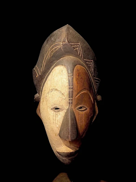 African Wood Folk Art Mask Hand Carved Tribal  masks Pono-2739