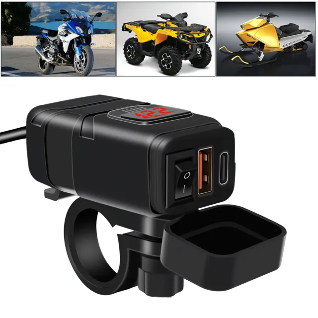 12V Motorrad Lenker Dual USB Buchse Steckdose Ladegerät Schalter Wasserdicht  DHL