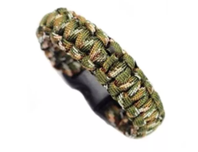 Paracord Survival tactical Bracelet Cord Buckle With Whistle New Green Camo