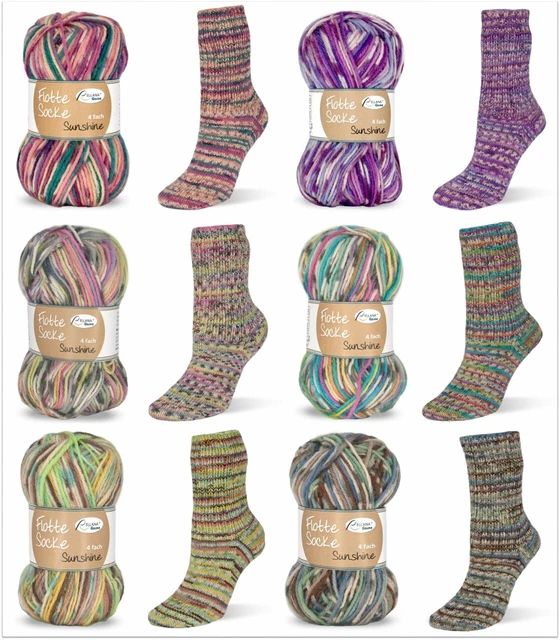 100g Rellana Flotte Socke Sunshine 4fach Sockenwolle Garn Stricken GP 69,50€/kg