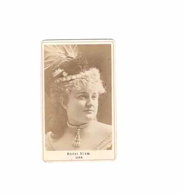 CDV Foto Damenportrait / Fritzi Blum / Schauspielerin - um 1870