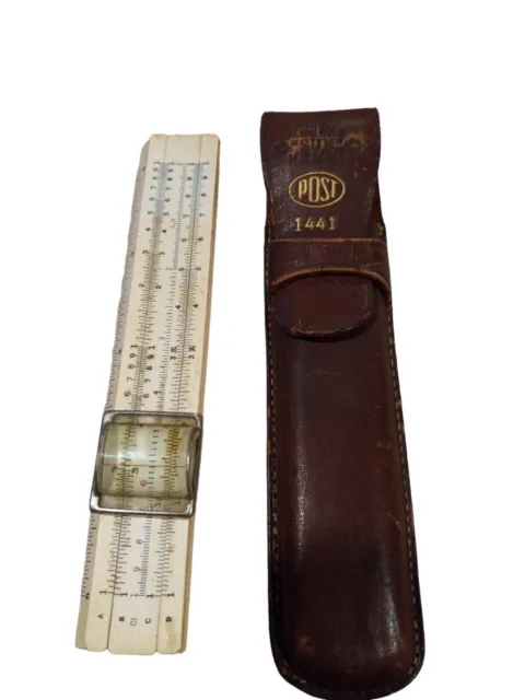 Bamboo Slide Rule with Leather Holder Bamboo Sun Hemmi Post 1441 Occupied Japan