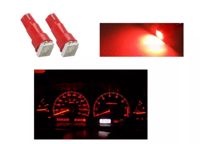 2X LUCI LAMPADA LED ROSSO T5 SMD 5050 lampadina auto luce abitacolo cruscotto