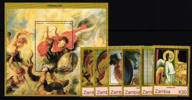 Sambia 736-741 und Block 31 postfrisch Weihnachten #II153