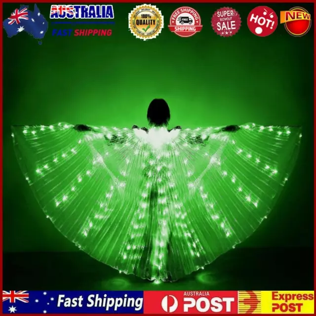 LED Lights Belly Dance Isis Wing Performance Clothing with Sticks (Green Adult)