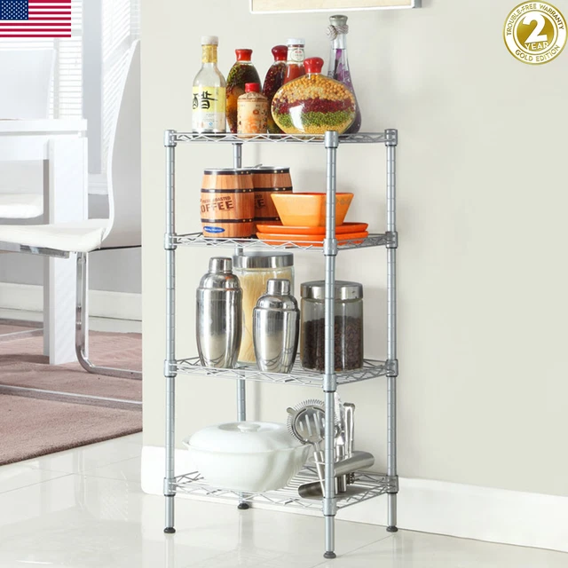 4TIER ADJUSTABLE WIRE Shelving Rack Shelf Kitchen Storage Metal Shelf