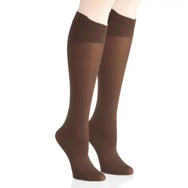 Hanes HST012 Perfect Socks Opaque Comfort Flex Band - 2 Pack, Brown NWT $10