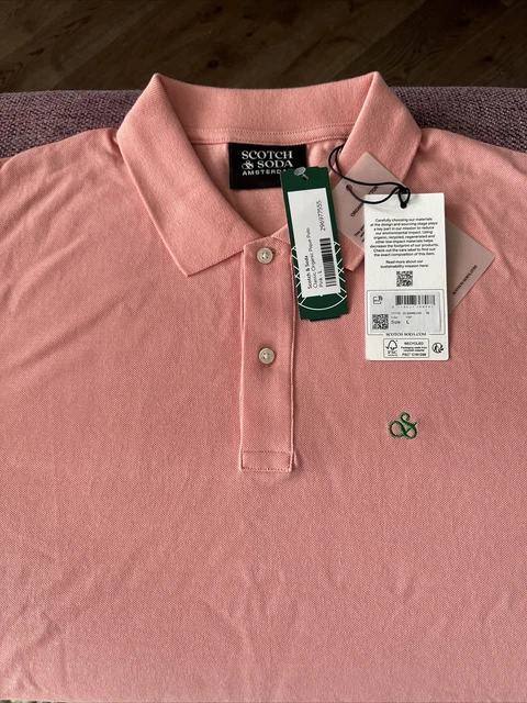 Scotch & Soda Mens Classic Organic Pique Polo Shirt  Large
