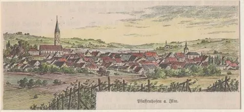 Orig. kolorierter Holzstich - Bayern - Pfaffenhofen a. Ilm.