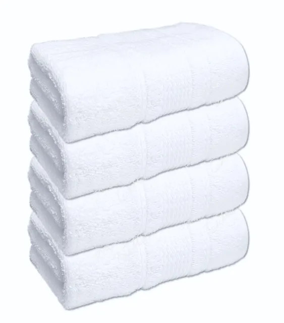 6x White Hand Towels 600 GSM Egyptian Cotton Soft Fluffy Bathroom Spa Saloon Gym 2
