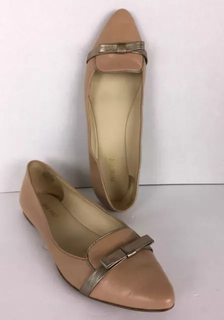 NINE WEST SAXIPHONE Leather,Blush/Pink,Rose Gold Bow&Trims,Loafer,Flats -SZ 8 M