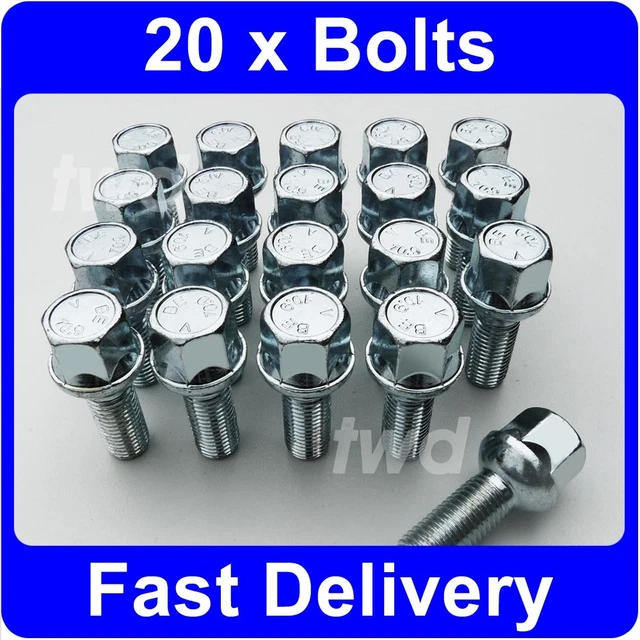 20x Extended Alloy Wheel Bolts For Mercedes-Benz – M12 X 1.5, 40mm Length, Radius Seat