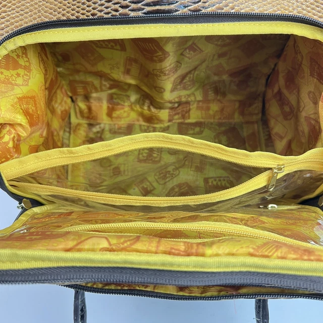 Samantha Brown New 2 Piece Gold/ Brown Trim Carry On Croco Luggage Rolling Bag 13