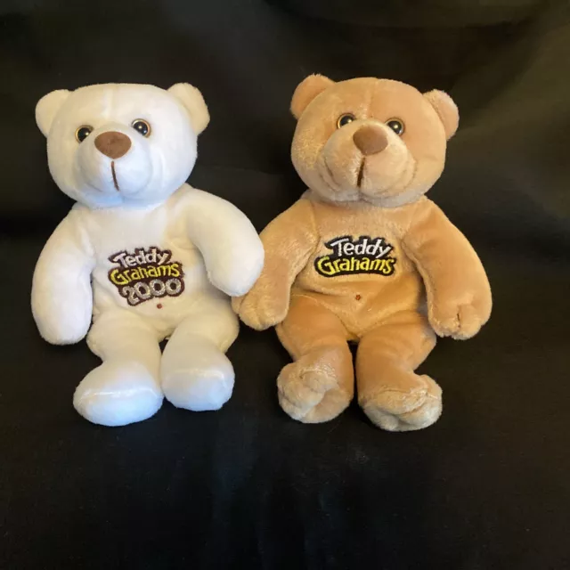 Nabisco Teddy Grahams Bear Plush Set Lot Of  2 Vintage 8” Clean/Cute