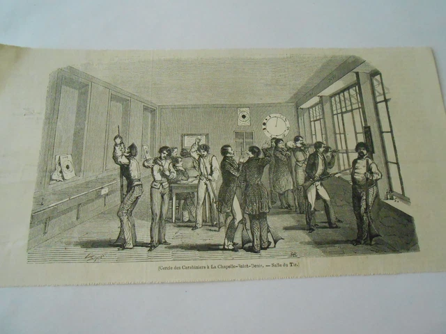 1846 engraving - Cercle des Carabiniers à La Chapelle Saint Denis La salle shooting range