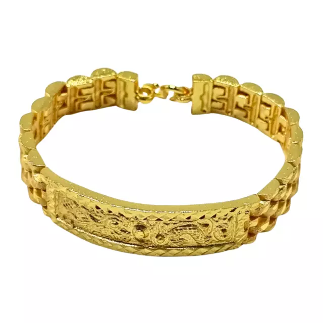 Bracelet Thai Gold 24k Dragon Chinese Solid Yellow Chain Pendant 3 Baht 7 in Men