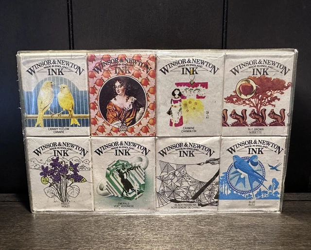 Juego de 8 tintas indias dibujando artistas Winsor & Newton - Hecho en Inglaterra