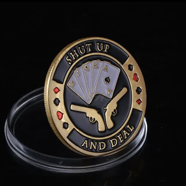 Guns Revolver Dealer Poker Card Guard Hand Protector Casino Token Lucky Coin