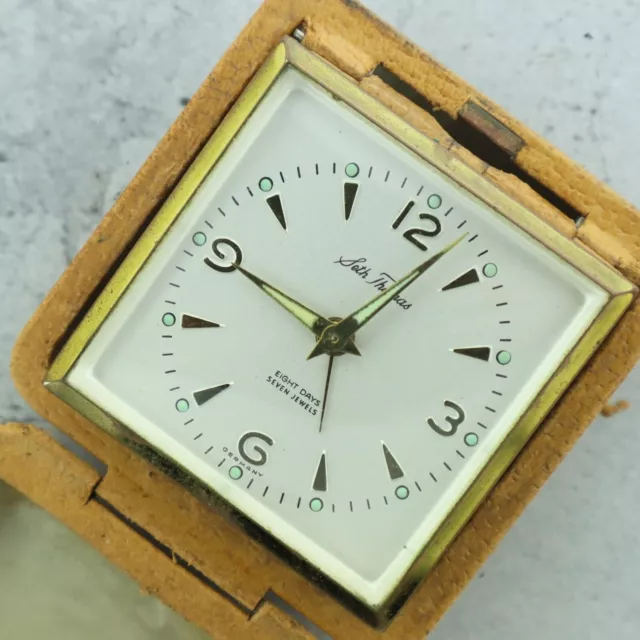 Vintage Seth Thomas Mechanical Alarm Travel Clock Running Germany