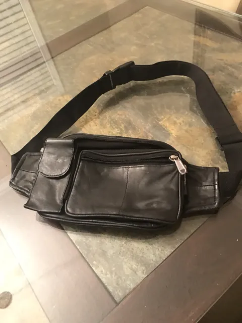 New Soft Leather Fanny Pack With Zip Pockets Waist Strap