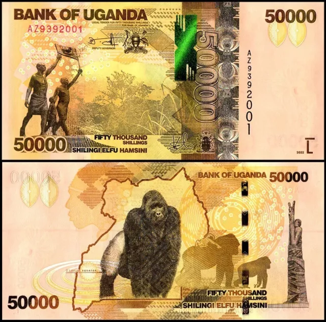 Uganda 50000 Shillings, 2022, P-54f, UNC