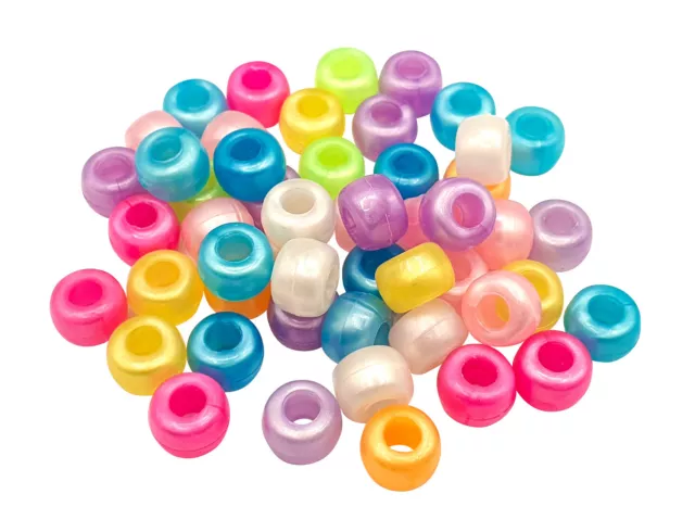 Perles pour enfant Gros trous irisées 9mm 13g