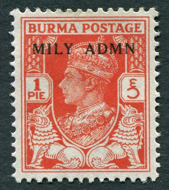 BURMA Military Administration 1945 1p SG35 mint MH FG KGVI and Chinthes #B01