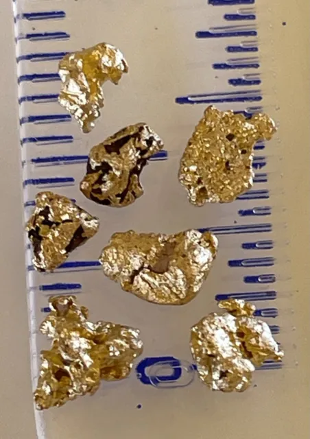 7 genuine, natural, Australian gold nuggets 1.17 gram