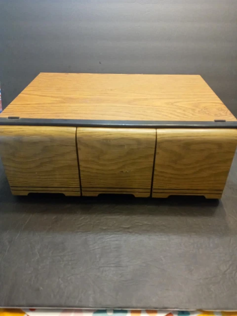 Vtg Faux Wooden 3 Drawer 60 Cd Storage Case Holder Stackable #71