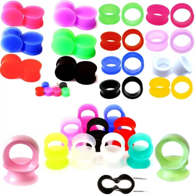 100Pcs Soft Silicone Ear Gauges Tunnels Plugs Expander Ear Piercing Wholesale
