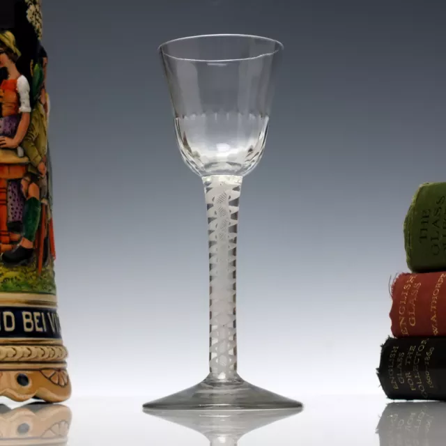 Ribbed 18th Century Opaque Twist Wine Glass c1760