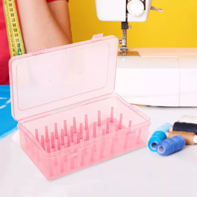 42 Axis Bobbins Storage Case Household Thread Storage Box DIY Sewing (pink)
