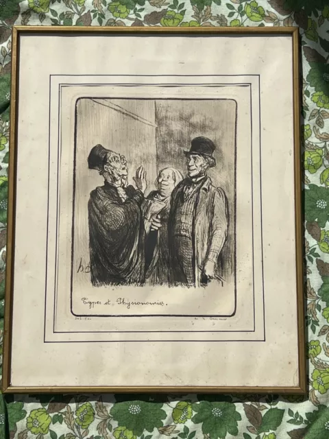 ANTIQUE RARE SIGNED Types Et Physionomies LIMITED PRINT MON CHER Honoré Daumier