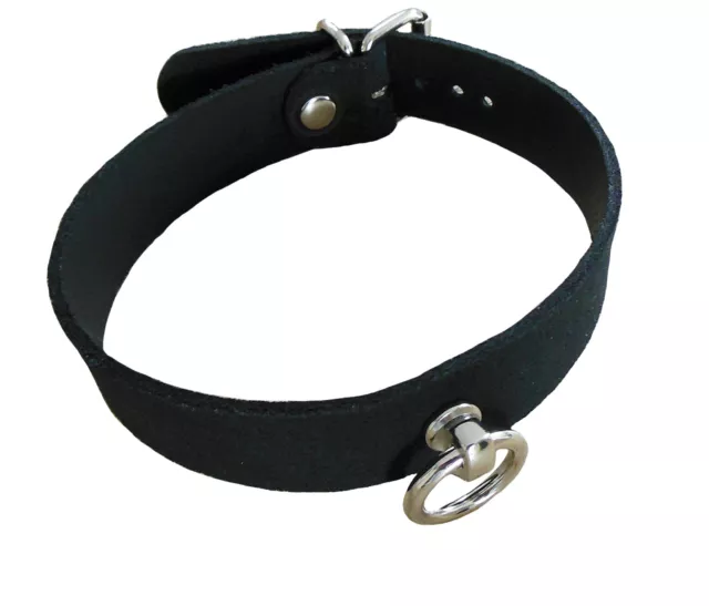 Terginum BDSM Echt Leder Halsband der O Ring gothic Fetish Veloursleder neu