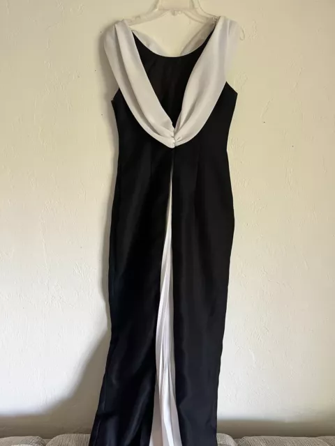 Bill Levkoff Ball Gown Dress Black White Sleeveless Long Womens Size 8