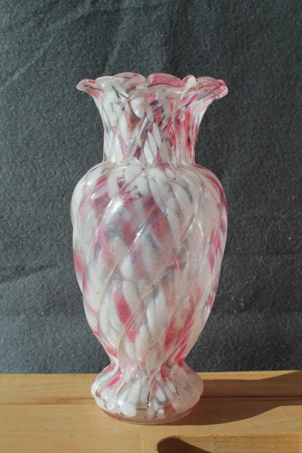 Beau Vase Carafe Soliflore Ancien Pate de Verre Clichy 1900