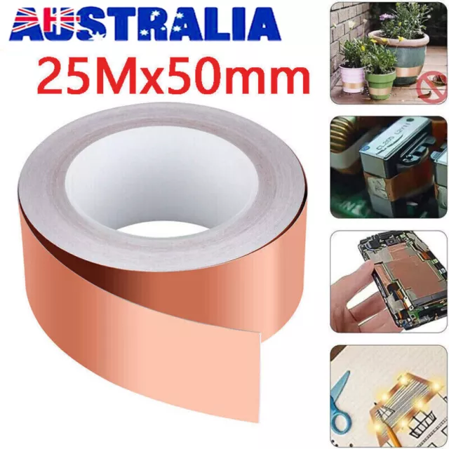 50mm Wide Copper Foil Tape Slug, Snail Repellent, Self Adhesive Tape 25M Length