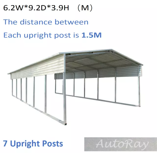 QLD Steel Carport Shelter 6.2(W)x9.2(D)x3.9(H)m Double Portable Yard Backyard