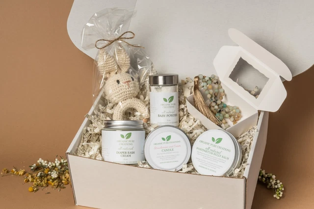 New Mom and Baby Congratulations Gift Box Set, NEW, ALL NATURAL, HANDMADE
