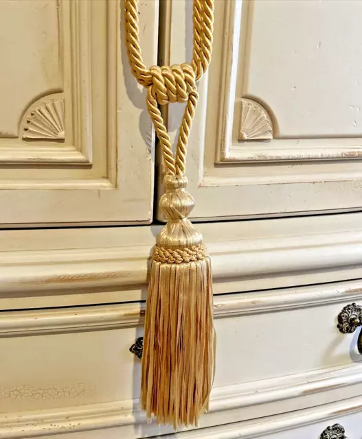 Tassel (1) Yellow Ribbon Fringe Tie-Back or Home Decor 26 in Bullion Cord Ruched