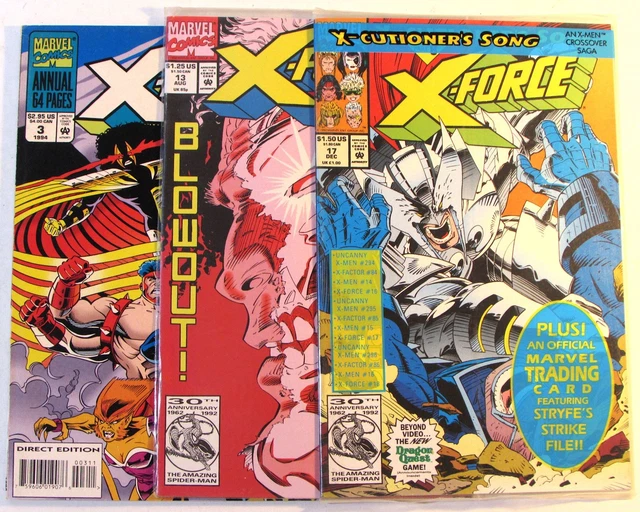 X-Force Lot of 3 #13,17,Annual 3 Marvel (1992) 1st Series Comic Books