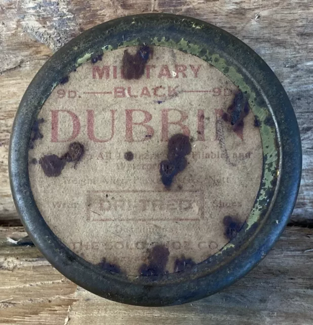 Vintage No.1 Military Black Dubbin 3oz Advertising Tin Boot Pomade Cobbler