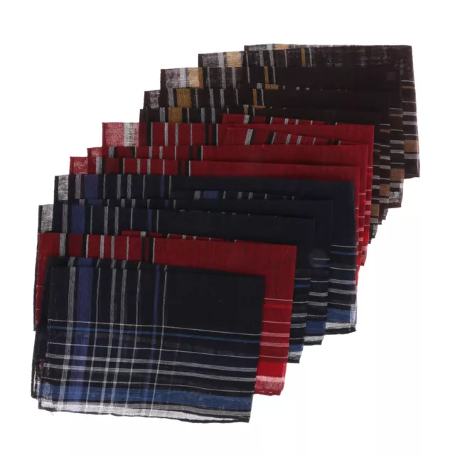 Pack Of 12 Men Fashion Plaid Cotton Handkerchief Hanky ​​Pocket Square 2