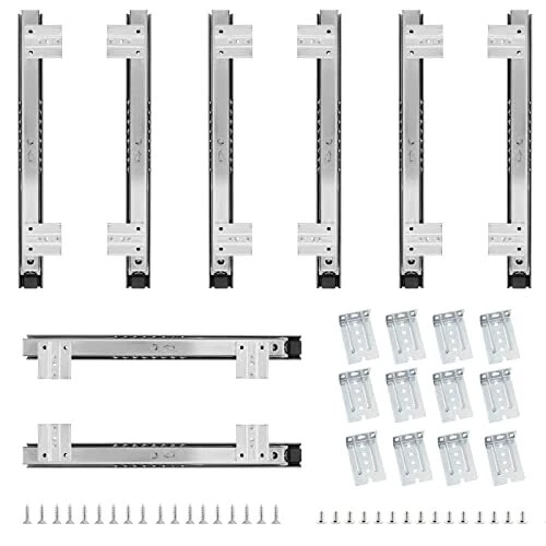 4 Pair 14 Inch Keyboard Slides 8 Pack Keyboard Drawer Slide Hardware with Mou...