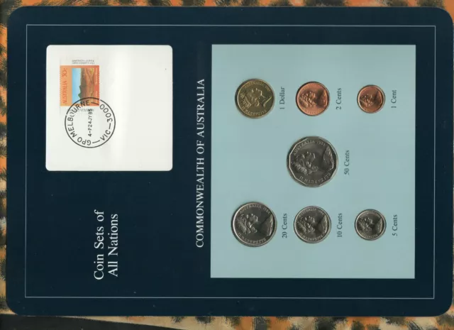 Coin Sets of All Nations Australia w/card 1984-1985 UNC $1 1985 24JY85