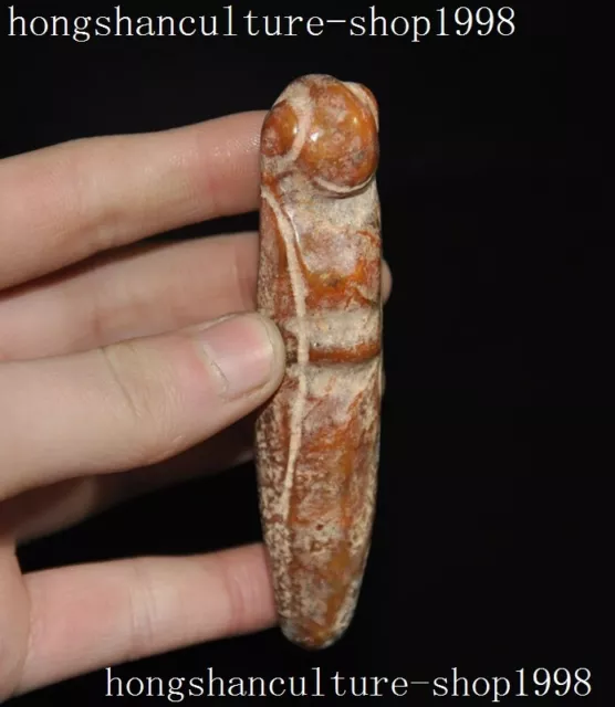 China Hongshan Culture old jade carved Feng Shui animal cicada statue pendant