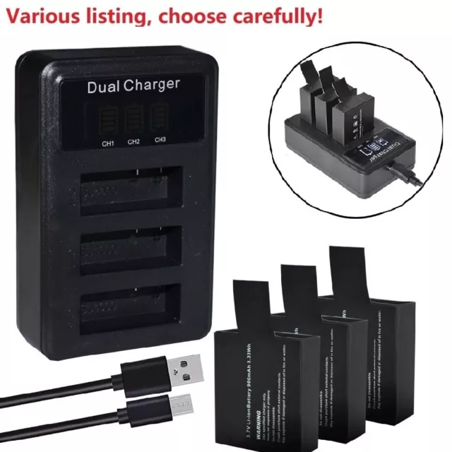 900mAh Battery or USB Dual Charger Set for Sjcam SJ4000 SJ5000 SJ6000 M10 Action