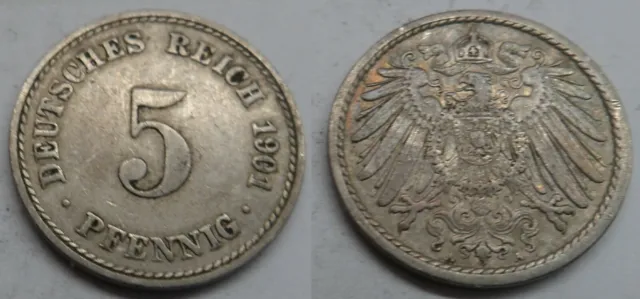 Deutsches Reich 5 Pfennig 1901 (A) ## D3-3F